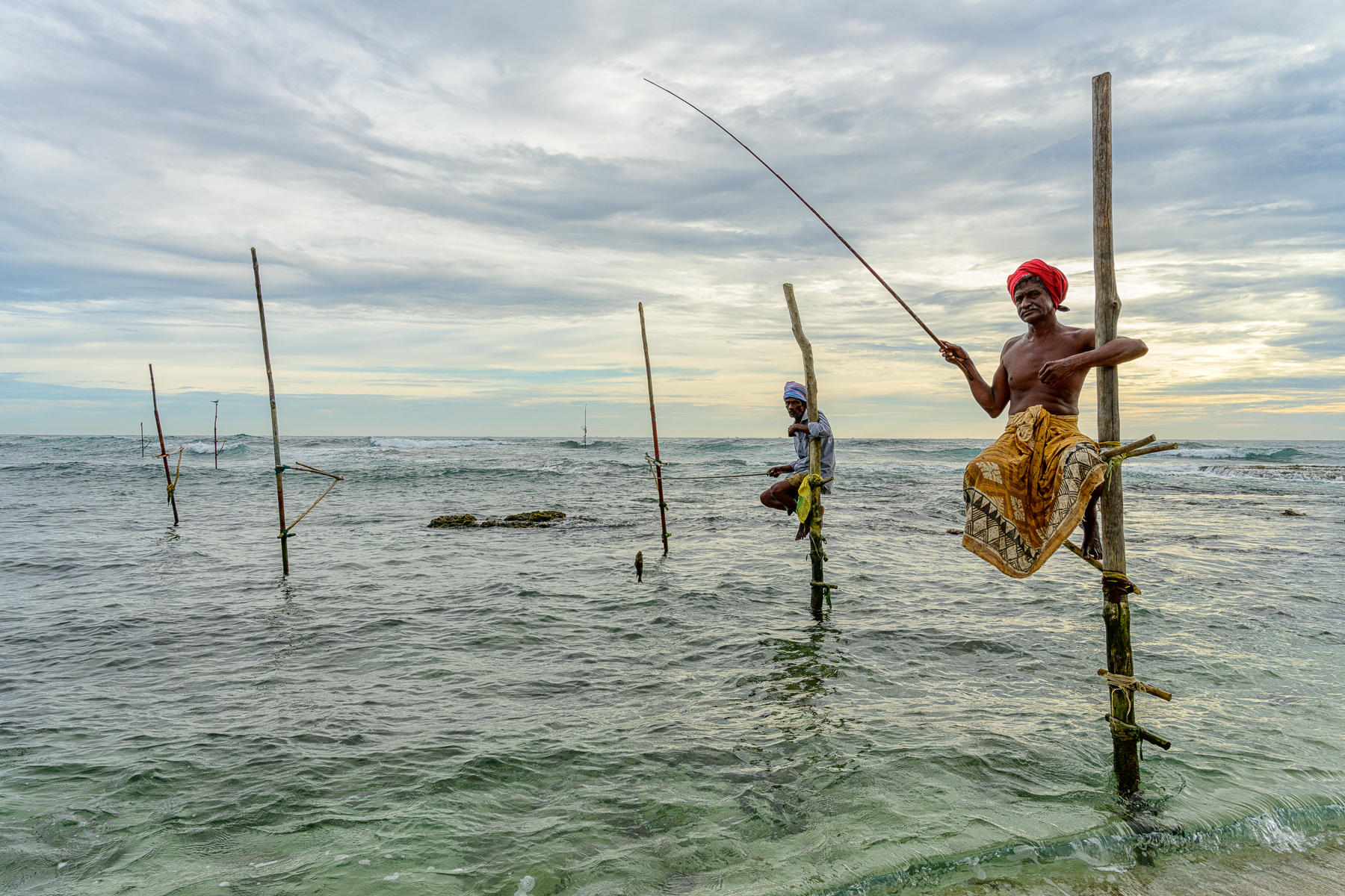 Pole Fishermen : India & Sri Lanka, Resounding Colors : ELIZABETH SANJUAN PHOTOGRAPHY