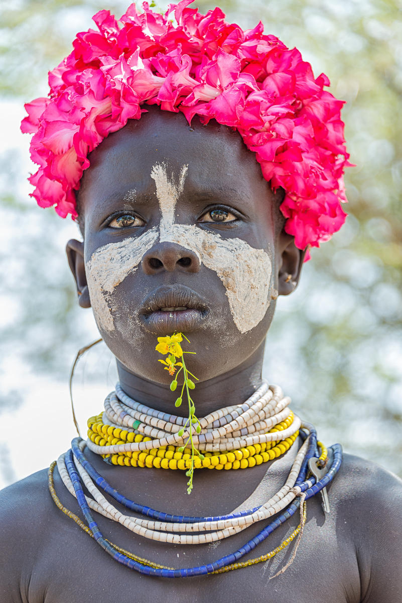 Flower Boy : Ethiopia,  Vanishing Omo Tribess : ELIZABETH SANJUAN PHOTOGRAPHY