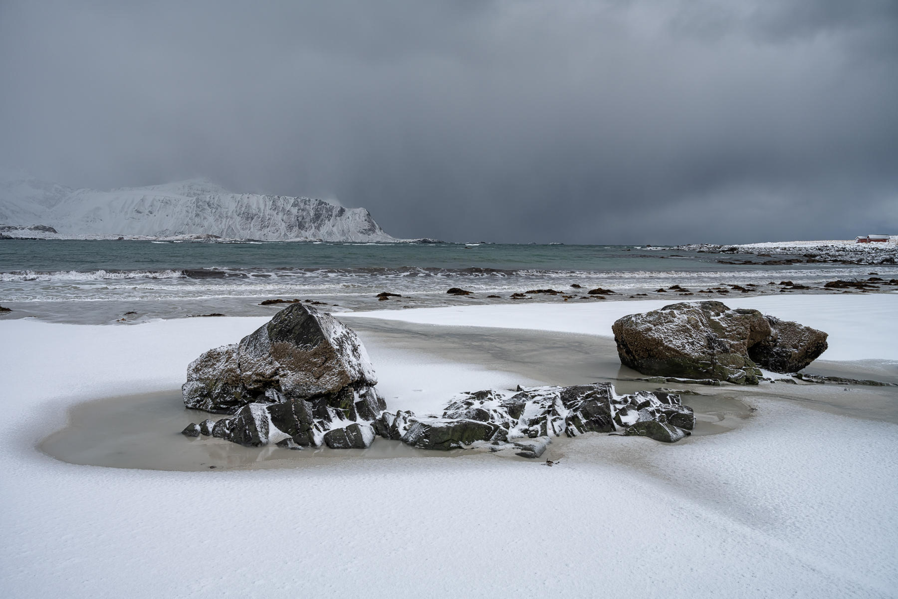 Snowy Beach : Norway, Lofoten, Land of Cod : ELIZABETH SANJUAN PHOTOGRAPHY